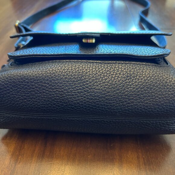 Fossil Kinley Small Black Fold Over Leather Crossbody Bag Black Pebbled Leather - Picture 10 of 16